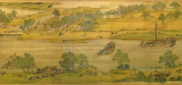 中国の伝統芸術 Painting - Zhang zeduan 清明川沿いの景色パート 6 繁体字中国語